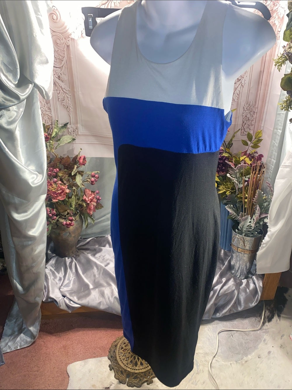 Derek Heart Blue, Black & Cream Colorblock Sleeveless Dress